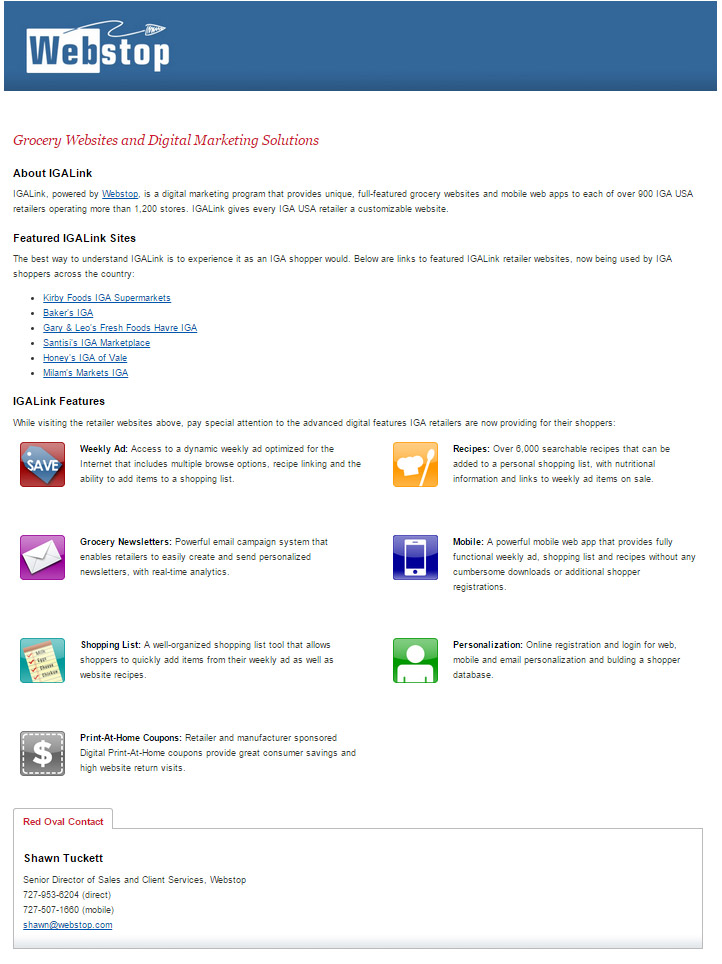 Landing page for Webstop